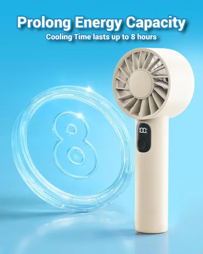 Vista 3 de FrSara Mini ventilador portátil de mano, pequeño ventilador personal recargable, artículos esenciales de viaje de verano con 6 velocidades, 3000