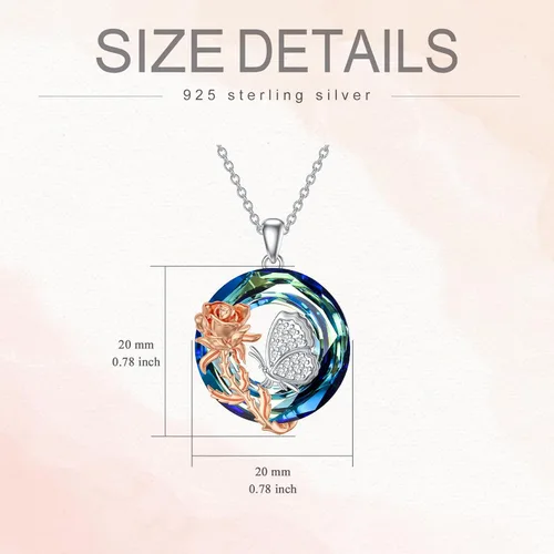 Vista 2 de RJK Collar de plata de ley para mujer, collar de cristal, diseño de ranatortugamariposa rosapandasgatoperrofénixhongos, joyería de animales, regalos