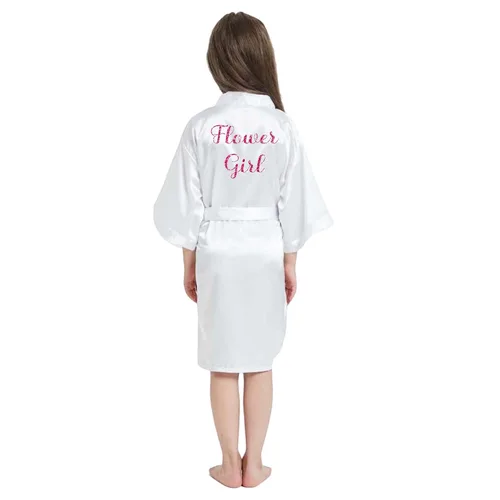 Vista 2 de Cute Satin Personalized Robes for Girls in Sizes 3T 14, Flower Girl Robe, Pretty Girl Robes, Personalized Robes for Toddlers thru Age 13, Toddlers