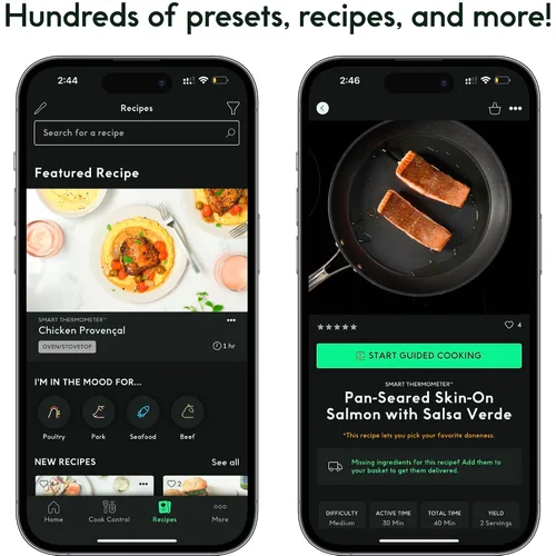 Vista 4 de CHEF iQ Sense - Termómetro inalámbrico inteligente para carne con 2 sondas ultrafinas, termómetro Bluetooth para carne de rango ilimitado