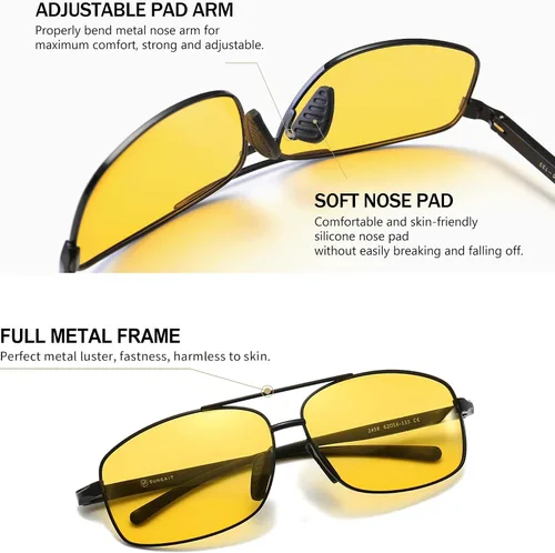 Vista 4 de SUNGAIT Night Driving Glasses for Men Glare Reducing HD Night Vision Glasses Polarized Trendy Designer