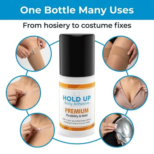 Vista 6 de Hold Up Body Adhesive Pegamento aplicador enrollable de alta calidad, pegamento para calcetines de compresión, medias, disfraces, ropa, resistente