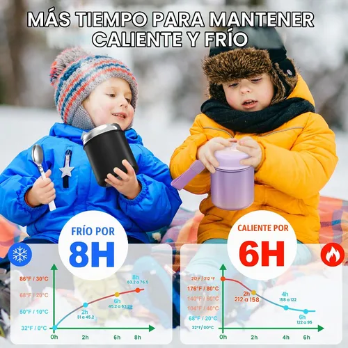 Vista 2 de Termo para comida caliente para niños, 15.8 onzas, recipiente de sopa a prueba de fugas, tarro de comida aislado de boca ancha con cuchara plegable