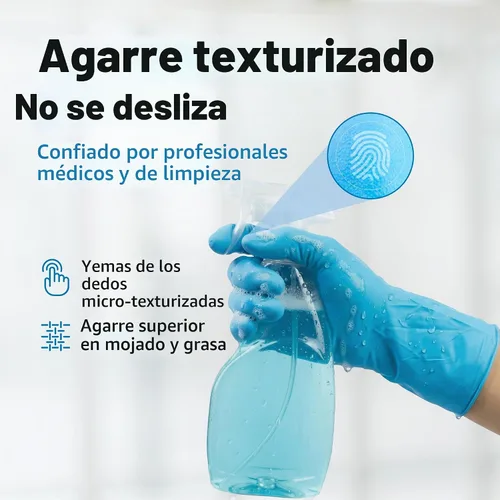 Vista 5 de Raxwell 8.5 Mil Nitrile Gloves, Heavy Duty Cleaning Gloves, For Adults 8.5 Mil Support, Forearm Coverage, Textured Grip, Chemical Resistant