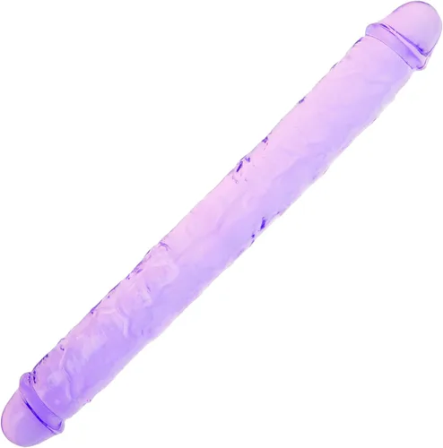 Vista 32 de Consolador doble de cristal de 11.8 x 1.37 pulgadas, consolador largo anal realista con pene, suave y flexible con venas y glande, juguetes sexuales