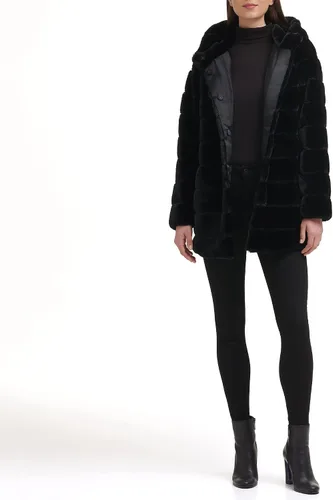 Vista 2 de Kenneth Cole Abrigo clásico de piel sintética de visón para mujer