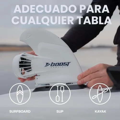 Vista 2 de Boost Surfing Fin - Motor Eléctrico para Tablas de Surf, SUPs y Kayaks. Aleta Eléctrica Ligera, Compacta y Sorprendentemente Resistente con Control