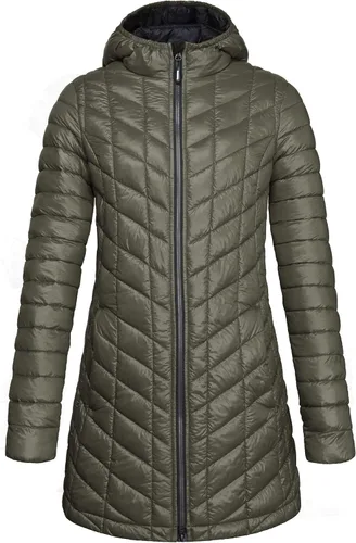 Vista 22 de Outdoor Ventures Abrigo Puffer Largo con Capucha Maryan para Mujer, Ultra Ligero, Cálido, Thermolite (Fiel a la talla. Orden Tamaño Normal) Tinta
