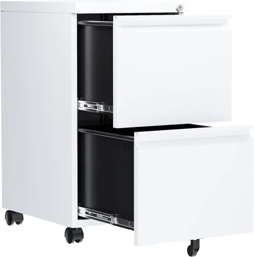 Vista 8 de Archivador de 2 cajones con cerradura, archivadores metálicos para oficina en casa, gabinete pequeño vertical negro para oficina en casa, archivador