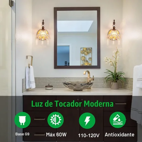 Vista 2 de HDDFL Lámpara de baño sobre espejo, accesorios de iluminación de tocador de latón mate, apliques de pared modernos para dormitorio, baño, pasillo