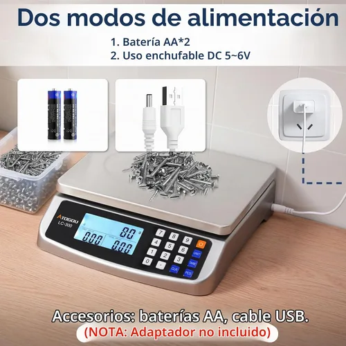 Vista 3 de Atogou Báscula de alimentos de 66 libras, báscula de cocina comercial con cálculo de precios, enchufable utilizable, 0.05 oz/1 g, acero inoxidable