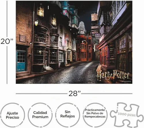 Vista 2 de AQUARIUS Rompecabezas de Harry Potter Callejón Diagon (Rompecabezas de 1000 piezas) - Mercancía y coleccionables oficiales de Harry Potter - Sin