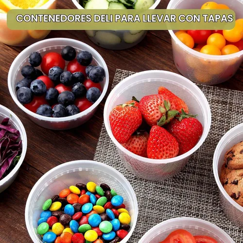 Vista 6 de Ezalia 50 juegos de recipientes de plástico con tapas, contenedor de pinta