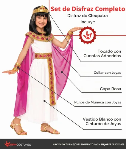 Vista 2 de Morph Disfraz de Cleopatra para niños, disfraz de Cleopatra, disfraz