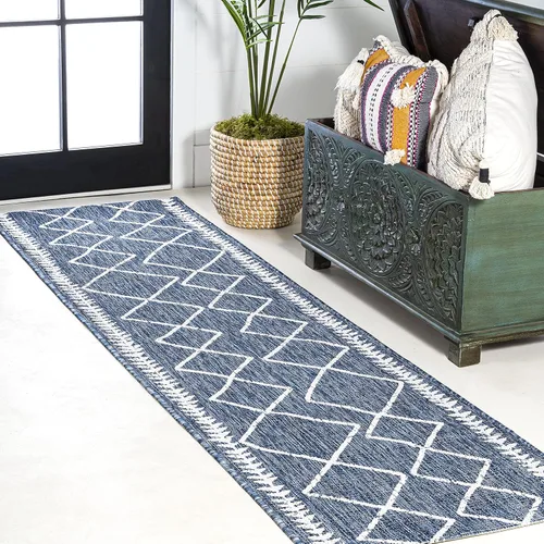 Vista 14 de JONATHAN Y Alfombra tribal de enrejado de diamantes para interiores y exteriores, 2 x 8 pulgadas, beige/marrón, Derya para patio trasero, patio