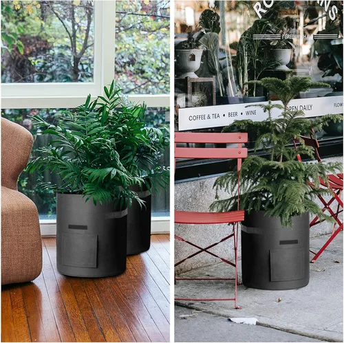 Vista 9 de LITLANDSTAR Paquete de 6 bolsas de cultivo de papas de 7 galones, tela no tejida resistente, bolsa de plantación de jardín, contenedor de plantas