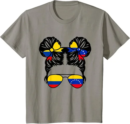 Vista 33 de Camiseta Half Colombian Half Venezolan Girl Colombia Kids Heritage, Gris
