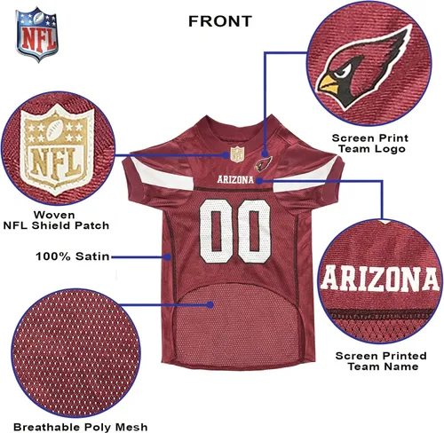 Vista 5 de Camiseta de los Arizona Cardinals de la NFL para Perro - Talla X-Small, Disfraz de Jersey de Fútbol para Perros y Gatos