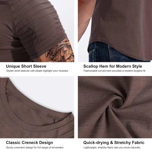 Vista 4 de Pinkbomb Camisetas musculares para hombre, de manga corta, para entrenamiento, gimnasio, ajustadas, para hombre