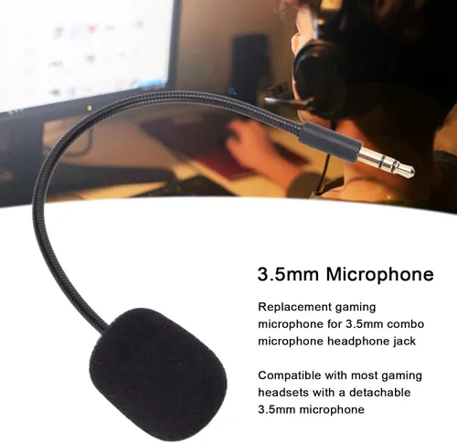 Vista 3 de Vbestlife Micrófono universal de juego de 0.138in, reemplazo del micrófono de auriculares, micrófono de repuesto flexible de 360 grados
