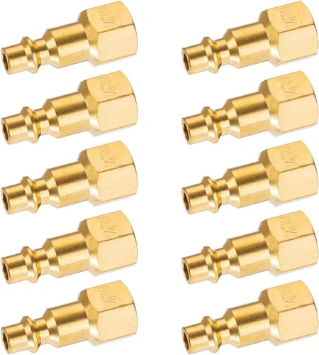 Vista 10 de 1/4 accesorios de conexión rápida, acoplamiento de aire industrial 10 piezas, acoplador de aire de conexión rápida de flujo básico de 1/4