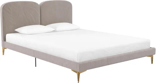 Vista 17 de CosmoLiving by Cosmopolitan Cama tapizada Coco, Queen, terciopelo marfil
