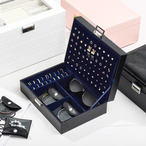 Vista 3 de ProCase Joyero organizador para mujeres y niñas, caja de joyería mejorada con 8 bolsas adicionales libres de deslustre, contenedor de almacenamiento