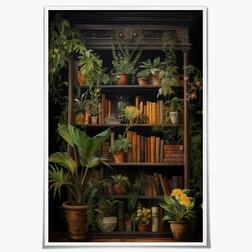 Vista 17 de WLZWD Arte de pared vintage de luna llena, impresión artística mística de bosque de medianoche, arte de academia oscura, póster estético, pintura