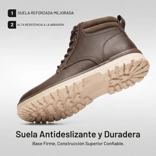 Vista 5 de Vostey Botas de senderismo para hombre, botas casuales para hombre marrón (673-darkbrown)