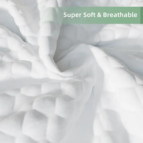 Vista 5 de Protector de colchón impermeable, funda de colchón, suave, transpirable, sin ruido, bolsillo profundo de 6 a 18 pulgadas, color blanco para el hogar