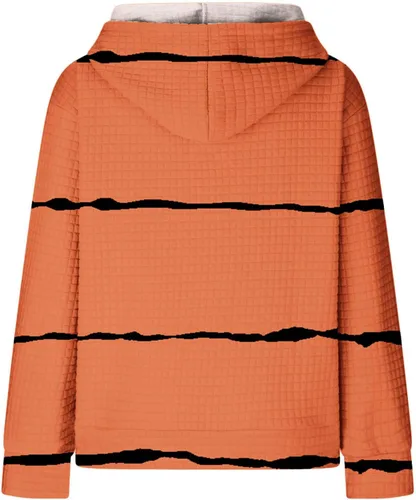 Vista 5 de Sudadera casual con capucha y bolsillo para mujer, con bloques de color, ligera, a la moda