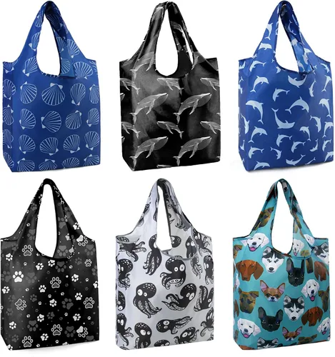 Vista 30 de Bolsas de la compra de animales reutilizables plegables bolsas de comestibles