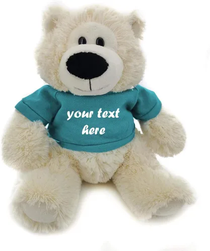 Vista 8 de Plushland Cream Sophie Bear 12.0 in, regalo personalizado para animales de peluche, texto personalizado en la camisa, gran regalo para el día