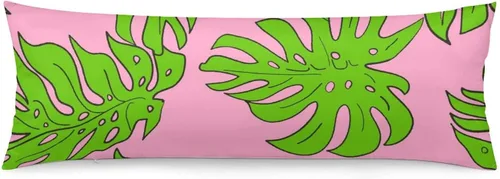 Vista 10 de Funda de almohada corporal de hojas de Monstera tropicales de 20 x 54 pulgadas, funda de almohada personalizada con hojas de palma de selva