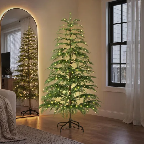 Vista 10 de BOLUO Árbol de Navidad de 6 pies con luces, árbol de ciprés artificial