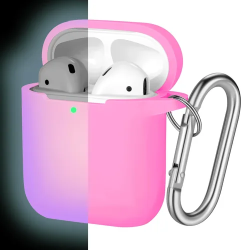 Vista 14 de Hamile Compatible con estuche de AirPods, funda protectora de silicona suave (LED frontal visible) diseñada para AirPods con accesorios de llavero
