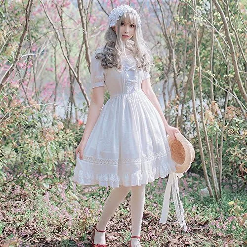 Vista 3 de Smiling Angel Vestido dulce blanco para niñas, faldas de corte de princesa, disfraces de cosplay, Blanco