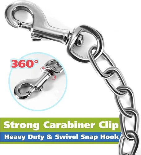 Vista 3 de MOZETO Clip de seguridad para collar de perro, respaldo pesado de acero inoxidable para collar de punta, arnés de perro collar conector de correa