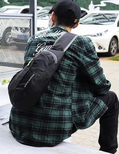 Vista 7 de Mochila cruzada para hombres y mujeres, mochila para el pecho, bolsa de hombro, gimnasio, ciclismo, viajes, deportes al aire libre