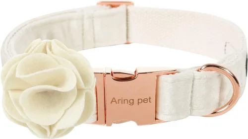 Vista 13 de ARING PET Collar de perro con corbatín, collares de terciopelo para perros con corbatín extraíble, collar de lazo ajustable para perros hembras