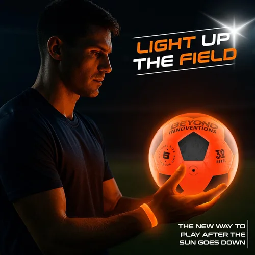 Vista 2 de Balón de fútbol iluminado, regalos de fútbol para niños y niñas de 8 a 15 años de edad, que brilla en la oscuridad, talla 5 Ideas geniales