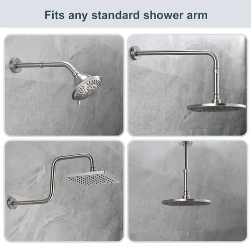 Vista 3 de BRIGHT SHOWERS Brazo Extensor de Ducha para Cabezal de Lluvia y de Mano, Brazo de Extensión de Cabezal de Ducha de 4 Pulgadas, Extensión de Tubo