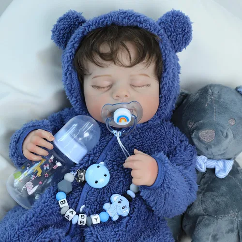 Vista 2 de SCOM Juego de accesorios para muñecas Reborn – Chupetes magnéticos transparentes arcoíris y biberones reutilizables extraíbles para muñeca bebé