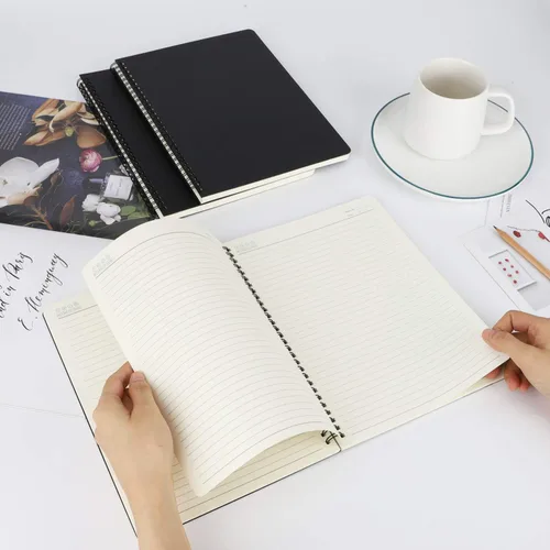 Vista 7 de EUSOAR Cuaderno rayado en espiral, paquete de 3 cuadernos B5 de 7.3 x 10.2 pulgadas, 120 páginas, tapa dura, a rayas, cuaderno de escritura, diario