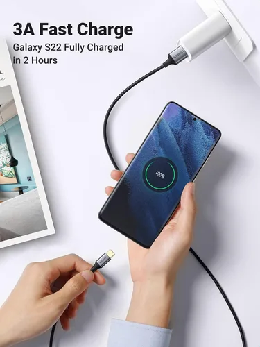 Vista 3 de UGREEN Cable USB a USB C 3.0 Cable USB C 3.0 de transferencia de datos de 5 Gbps tipo C, cable trenzado de nailon de carga rápida para Android
