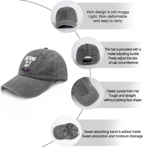 Vista 6 de ruio Halloween Hats for Men Baseball Cap Dad Hats for Women Pretendpdd Im A Bbat Baseball Hats for Men