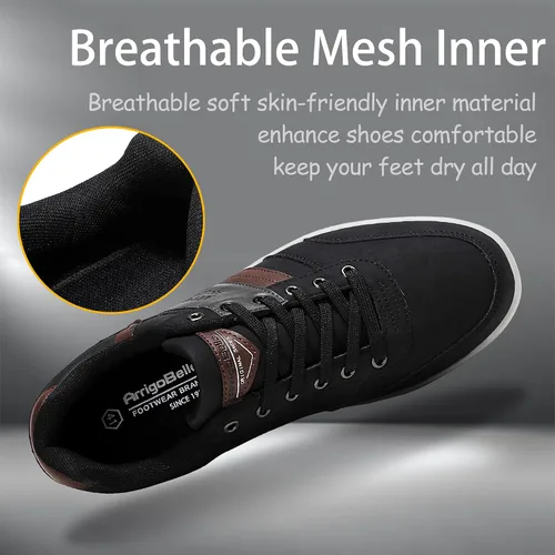 Vista 5 de ASTERO - Zapatos casuales para hombre, vestido de moda antideslizante y bajo, de piel sintética, zapatos para caminar, M