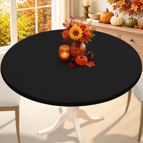 Vista 11 de Smiry - Mantel redondo de elastano, manteles ajustados lavables elásticos para mesas de 36 a 44 pulgadas, cubierta de mesa de picnic elástica