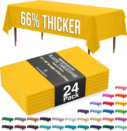 Vista 103 de Exquisite 66% Thicker Premium Plastic Table Cloth Rectangle Table Cover 0.5 Mil 6 Pack Aqua Table Cloth 54 Inch x 108 Inch Disposable Tablecloth