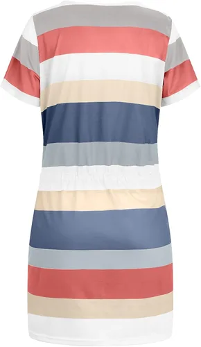 Vista 5 de Chenheng Mini vestidos de verano para mujer casual cuello en V sin mangas vestido de espagueti a rayas con correa y bolsillo